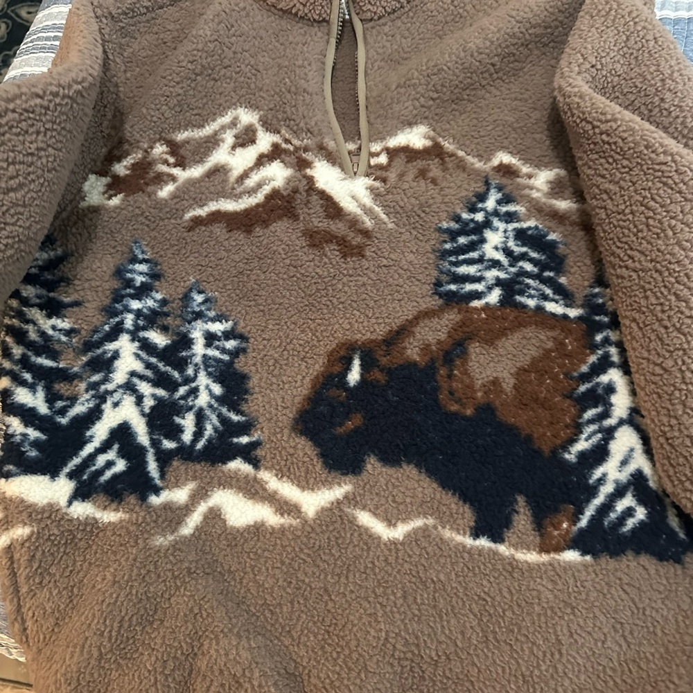 Old navy Brown Fleece Pullover with Mountain Design